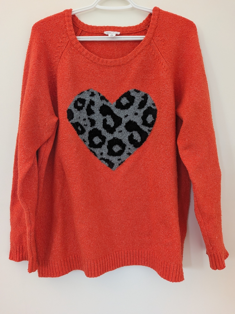 Tribal Jeans Heart Leopard Crewneck Sweater